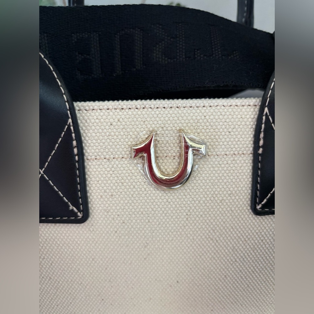 True Religion Black and Cream Women's Branded Guitar Strap Bag - Picture 4 of 8